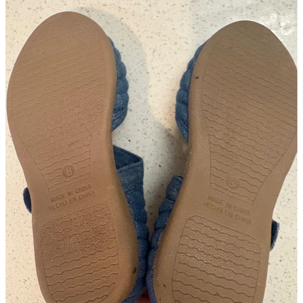 Old Navy Girls Toddler 8 Blue Denim Quilted Mary Jane Flats Shoes